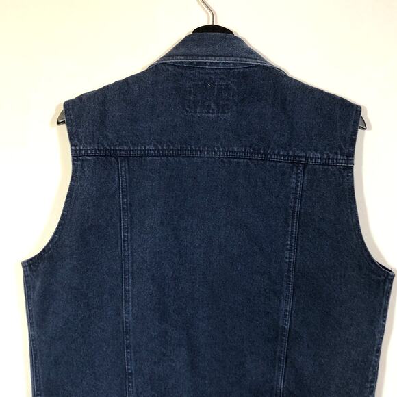 P.S. Gitano Denim Vest Dark Blue Cotton Vintage Retro 80s Western Workwear - Picture 6 of 10